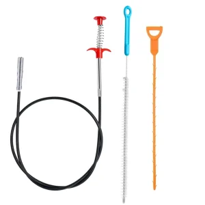 Drain Spiral Sink Cleaning Hooks Pack of 3 Drain Snake Spiral Pipe Brush Hair Clog Remover