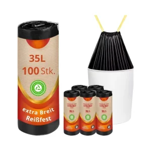 Drawstring Bin Liners Tear-Resistant PE Plastic Garbage Bag Rolls