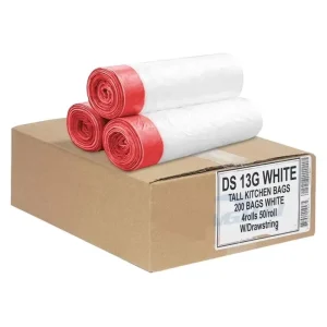 Drawstring Garbage Bags Bin Liners Thick Plastic Trash Bags with Tie Tape Handles