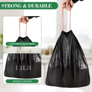 Drawstring Garbage Bags Rolls Customized Eco Friendly