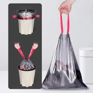 Drawstring HDPE Square Bottom 13 Gallon Pillow Trash Bags Heat Seal Offset Printing