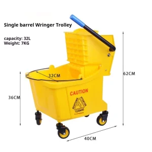 Drop Proof 32L Mop Bucket Cart Wear Resistant PP with Bold Steel Spring for Strong Rebound Tension