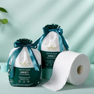 Dropshipping 60 Sheet Roll Pack 100% Degradable Viscose Disposable Face Towel with Texture Grain Lines Vein Facial Tissues