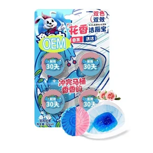 Dual-Action Toilet Cleaner Tablets with Floral Fragrance Stain Remover and Odor Eliminator (50g x 4 Pack)