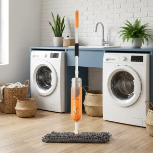 Dual-Bottle Spray Mop with Microfiber Mop Pad Wet/Dry Flat Mop for House Cleaning Manual Use