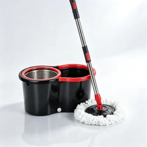 Dual-Chamber Clean and Dirty Water Microfiber Spin Mop Bucket Set with Self-Wringing and 360-Degree Rotation