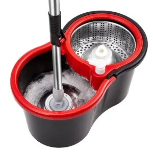Dual Drive Dehydration Stainless Steel Telescopic Pole 360 Degree Absorbent Round Microfiber Spin Flat Mop Bucket Set