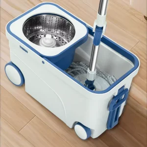 Dual-Drive Flat Mop Bucket Set, Rotating Spin-Dry, Rectangle, Hands-Free