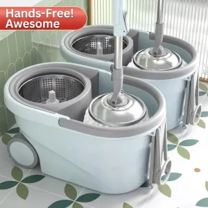 Dual-Drive Rotating Mop Microfiber Head Telescopic Handle Integrated Bucket Self-Wringing
