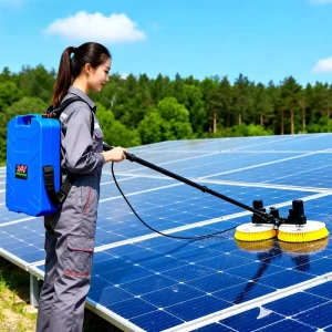 Dual-Head Electric Solar Cleaning Robot Automatic Double-Disc Rotary Brush Machine for Industrial Photovoltaic Panels