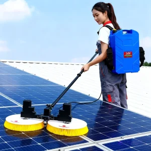Dual Head PP Solar Panel Cleaning Machine 3.5-7.5 m Electric Disc Double Brush