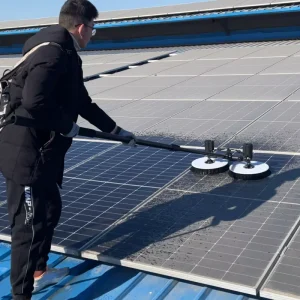 Dual Head Water Washing Solar Panel Cleaner Brush Plug in and Lithium Battery Powered Tool for All Kinds of Solar Power Station