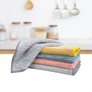 Dual-Sided Microfiber Kitchen Cleaning Cloth Quick-Rinse Reusable Lint-Free Dish Rag for Household and Restaurant Use