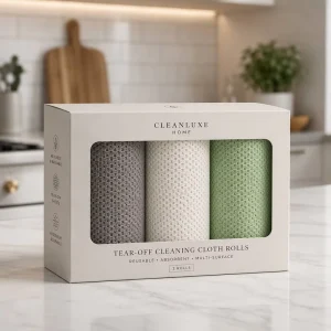 Dual-Sided Microfiber Silver Silk Kitchen Cleaning Cloth, Antibacterial Non-Scratch Scrubber, 18-Sheet Roll