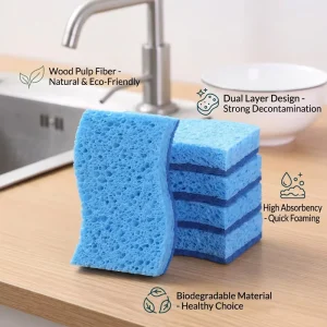 Dual-Sided Non-Scratch Reusable Dishwashing Sponge with High Water Absorption