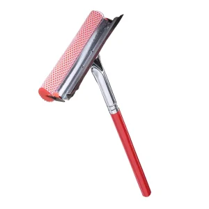Dual Sided Window Cleaner Red Handle Honeycomb Sponge Rubber Squeegee Ideal for Home Car Bathroom Glass Cleaning