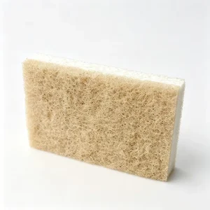 Dual-Sided Wood Pulp Sponge Scouring Pad with Soft Sponge and Tough Scourer Sides for Cookware