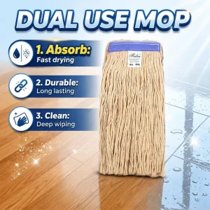 Dual Use Cotton String Mop Head Fast Drying Durable Replacement Mop Refill for Deep Floor Cleaning