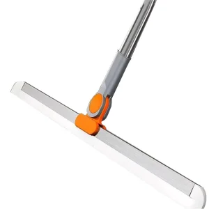 Dual-Use Silicone Broom and Steel Handheld Wiper with Soft Bristles for Sweeping and Mopping