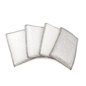 Durable Bamboo Fiber Silver Sponge Scouring Pad Multi Purpose Non Scratch Dishwashing Tool