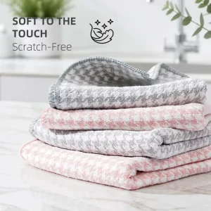 Durable Cloth Micro Fiber Cleaning Towel Houndstooth ultra Soft Safe on All Surfaces Lasts Stocked for Household