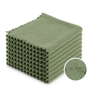 Durable Cloth Microfiber Cleaning Cloth Super Absorbent Mess Free Green Stocked for Dish Washing