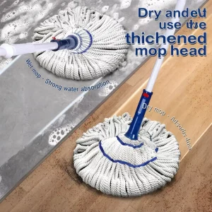 Durable Hands Free Cleaning Spin Mop Telescopic Pole Design for Home Living Room Use