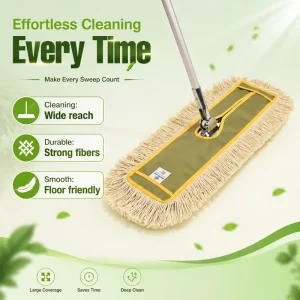 Durable Industrial Cotton Dust Mop for Hardwood and Tile Floor Janitorial Cleaning