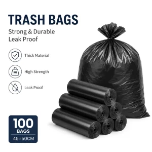 Durable Leakproof Trash Bags with Side Gusset Large Capacity Garbage Bags for Household & Industrial Waste Security Feature