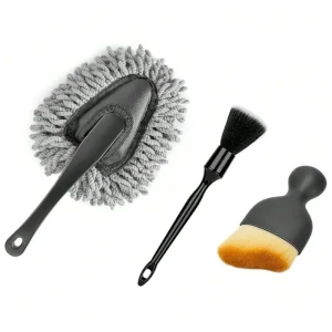 Durable Plastic OEM Car Detailing Brush Set Model 002 Soft Bristles Replaceable Heads Interior Cleaning Wash Tool
