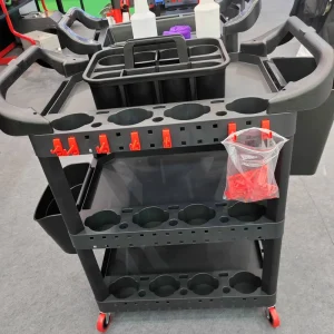 Durable Plastic Trolley Cart Wheels Car Washer Tool Cart for Auto Detailing Garage Use
