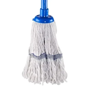 Durable Polyester Round Wet Cleaning Mop Flat Handle Eco Friendly Floor Mop for Household and Commercial Use