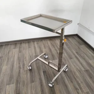 Durable Stainless Steel Mayo Stand Medical Instrument Stand Height Adjustable Surgical Tray Cart with Wheels for Hospital ICU