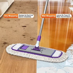 Dust Mop Durable Stainless Steel Rod for Modern Villa Living Room Professional Flat Mop System Tool Set