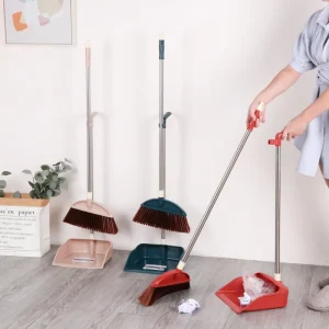 Dustpan Broom Combo Set with Plastic Brush