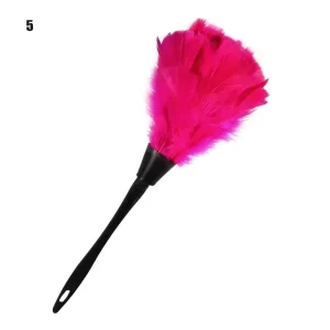 Dyed Hot Pink Reusable Handheld Turkey Feather Duster for Cleaning Party Home Car Office