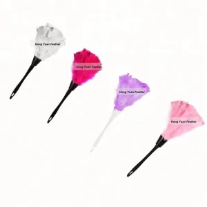 Dyed Pink Reusable Handheld Turkey Feather Duster for Home, Car, and Office
