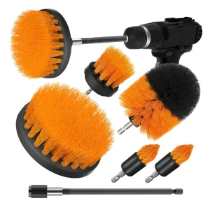 ESD Drill Brush Power Scrubber Cleaning Brush Kit with Extended Attachment 6-Piece Set for Grout Floor Tub Shower and Tile