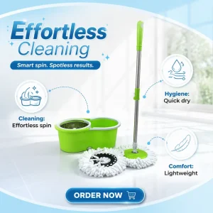 Easy Life Double Round Floor Magic Cleaning Mop Rotating Steel Pole Microfibre Head Four Side Wringing 70 80% Dehydration Rate