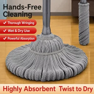 Easy Use Self Wringing Twist Strong Water Absorption Daily Household Floor Work Twist Mop