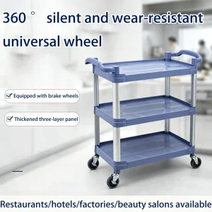 Easy to Assemble 3 layer Practical Handcart Commercial Silent Mobile Cleaning Service Vehicle