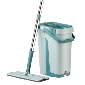 Easy-to-Squeeze Magic Handle Rectangle Shape Two-Section 2kg Durable Plastic Bucket Household Use Floor Cleaning Mop Set