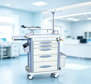 Easy to clean Professional ABS Mobile Hospital Nursing Cart Practical Medical Equipment Trolley for Ward Treatment