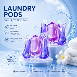 Eco-Friendly 3-in-1 Laundry Detergent Gel Pods with Odor Removal and Low Foam