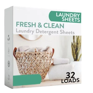 Eco Friendly 32 Loads Concentrated Liquidless Laundry Detergent Sheets No Plastic Jug