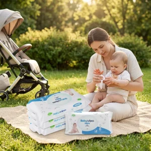 Eco Friendly 60 Pcs EDI Pure Water Soft Spunlace Material Non Irritating Baby Cleansing Wipes for Mouth Hands Nose Full Body