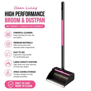 Eco Friendly ABS Material Durable Broom Dustpan Set Unique Design Hidden Storage Broom With Dustpan Combo Set for Home