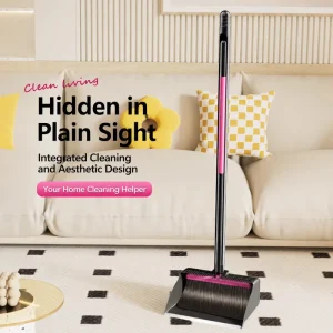 Eco Friendly Abs Sweep Set Space Saving Standing Sweeper and Dustpan Set Self Cleaning Broom With Teeth