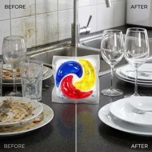 Eco Friendly All In One Dishwashing Gel Shiny Dishes Fragrance Free 30% 50% Active Ingredients Dishwasher Detergent