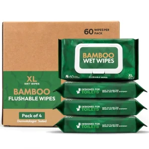 Eco-Friendly Antibacterial Extra Soft Bamboo Fiber Flushable Wipes 80pcs Pack for Toilets Direct From Factories